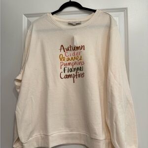 LOFT Cream Autumn Graphic Sweater